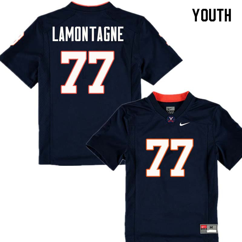 Youth #77 Noel LaMontagne Virginia Cavaliers College Football Jerseys Sale-Navy - Click Image to Close